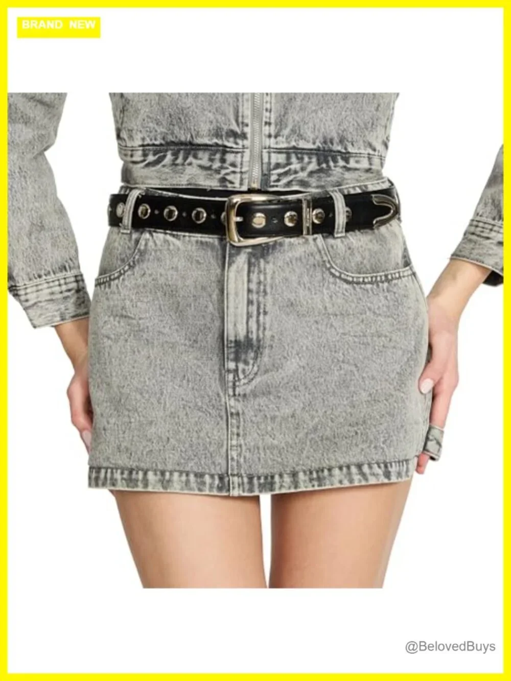 Faux Leather Studded Skinny Belt with Silver Buckle